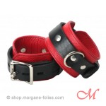 Menottes de Luxe Cuir Noir et Rouge pour Chevilles